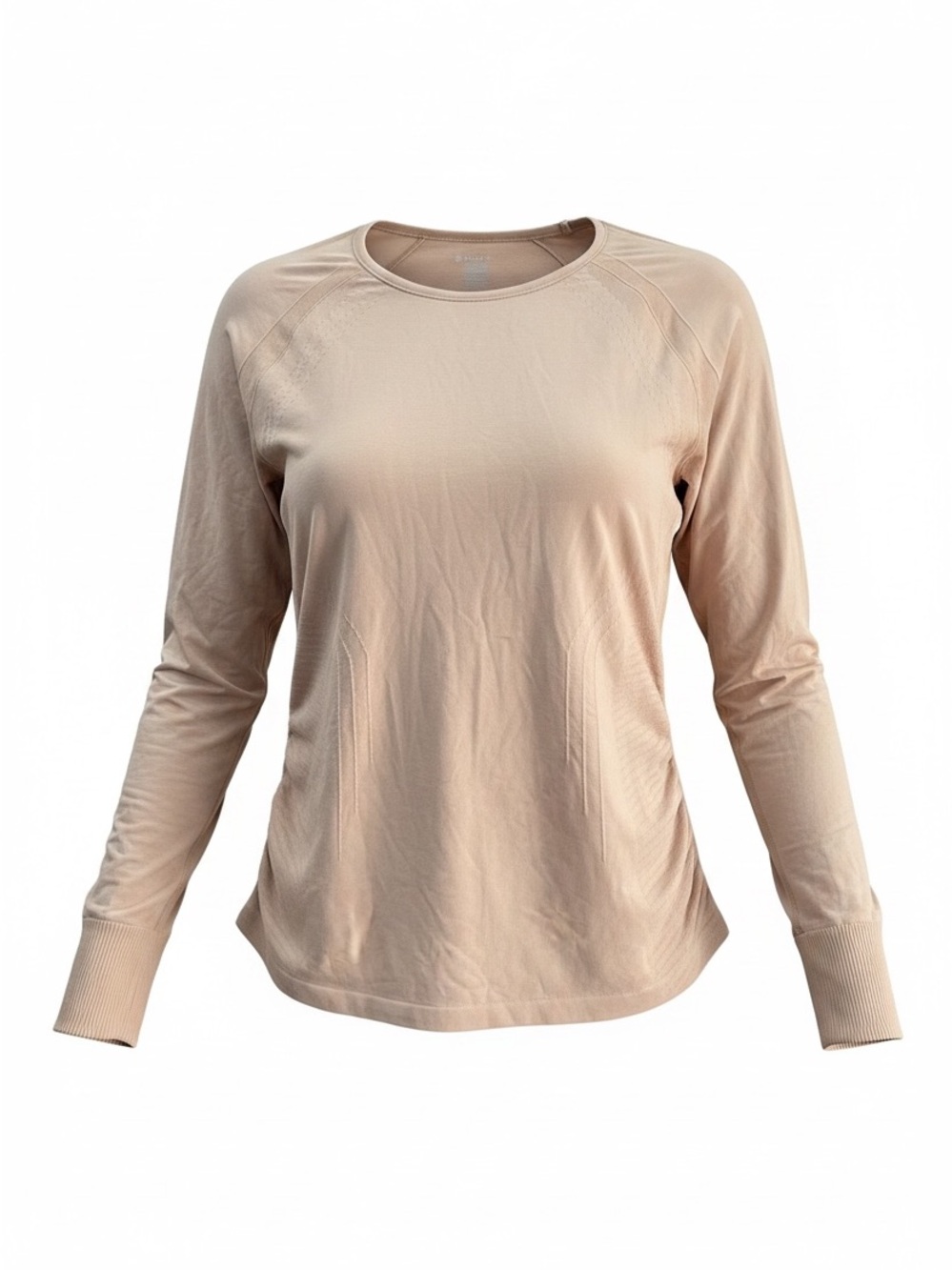 Gaiam Seamless Long Sleeve Workout Top XXL Beige Tan Thumbholes Ruching S971